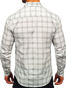 Camisa a cuadros de manga larga para hombre gris Bolf 22749