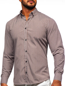 Camisa a cuadros de manga larga para hombre marrón Bolf 22745