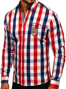 Camisa a cuadros de manga larga para hombre roja Bolf 1766-1