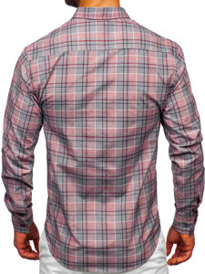 Camisa a cuadros de manga larga para hombre rojo Bolf 22748