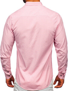 Camisa a cuadros de manga larga para hombre rosa Bolf 22745