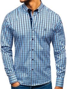 Camisa a cuadros vichy de mana larga para hombre celeste Bolf 4712