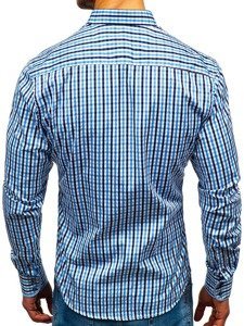 Camisa a cuadros vichy de mana larga para hombre celeste Bolf 4712