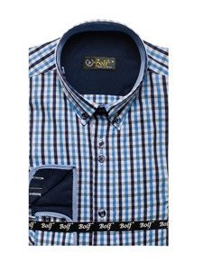 Camisa a cuadros vichy de mana larga para hombre celeste Bolf 4712