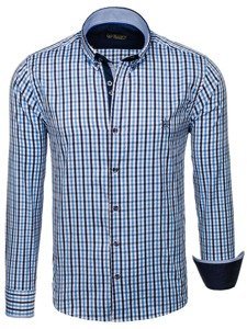 Camisa a cuadros vichy de mana larga para hombre celeste Bolf 4712