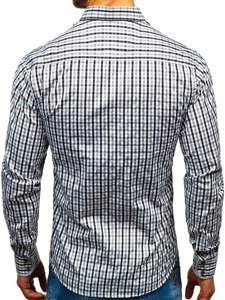 Camisa a cuadros vichy de mana larga para hombre negra Bolf 4712