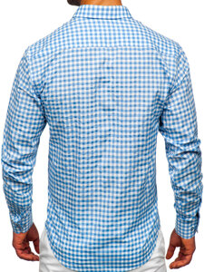 Camisa a cuadros vichy de manga larga para hombre azul Bolf 22747