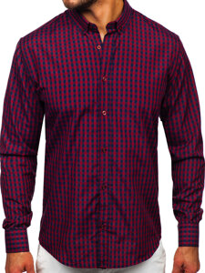 Camisa a cuadros vichy de manga larga para hombre burdeos Bolf 22747