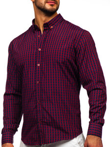 Camisa a cuadros vichy de manga larga para hombre burdeos Bolf 22747