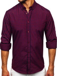 Camisa a cuadros vichy de manga larga para hombre burdeos Bolf 22747