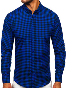 Camisa a cuadros vichy de manga larga para hombre cobalto Bolf 22747