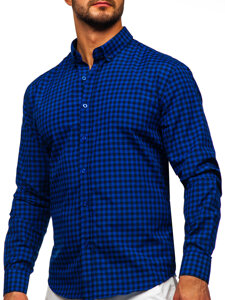 Camisa a cuadros vichy de manga larga para hombre cobalto Bolf 22747