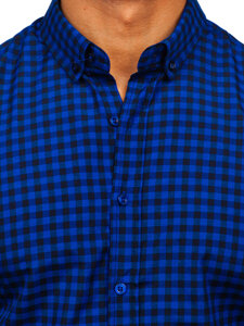 Camisa a cuadros vichy de manga larga para hombre cobalto Bolf 22747