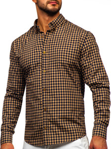 Camisa a cuadros vichy de manga larga para hombre marrón Bolf 22747