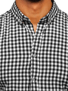 Camisa a cuadros vichy de manga larga para hombre negro Bolf 22747