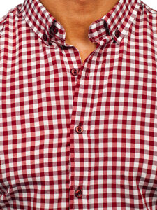 Camisa a cuadros vichy de manga larga para hombre rojo Bolf 22747