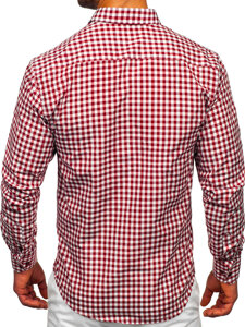 Camisa a cuadros vichy de manga larga para hombre rojo Bolf 22747