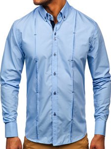 Camisa a manga larga para hombre color azul Bolf 20725