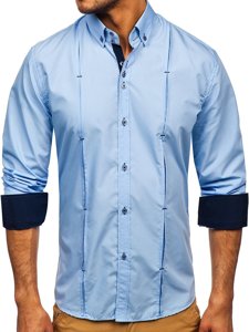 Camisa a manga larga para hombre color azul celeste Bolf 20725