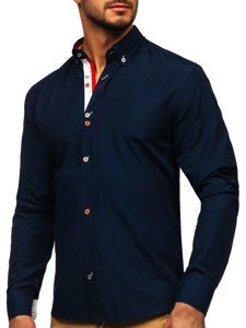 Camisa a manga larga para hombre color azul oscuro Bolf 20710