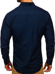 Camisa a manga larga para hombre color azul oscuro Bolf 20710