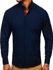 Camisa a manga larga para hombre color azul oscuro Bolf 20725