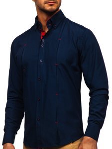 Camisa a manga larga para hombre color azul oscuro Bolf 20725