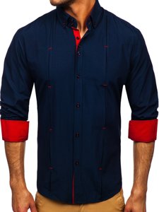 Camisa a manga larga para hombre color azul oscuro Bolf 20725