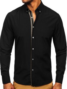 Camisa a manga larga para hombre color negro Bolf 20715