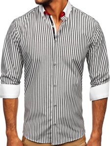 Camisa a rayas con manga larga para hombre color grafito Bolf 20727