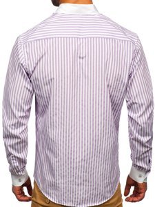 Camisa a rayas con manga larga para hombre color morado Bolf 20727