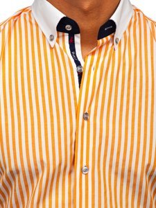 Camisa a rayas con manga larga para hombre color naranja Bolf 20727