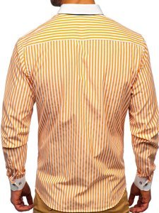 Camisa a rayas con manga larga para hombre color naranja Bolf 20727