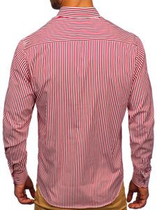 Camisa a rayas con manga larga para hombre color rojo Bolf 20726