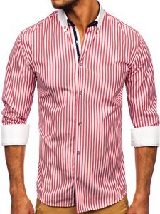 Camisa a rayas con manga larga para hombre color rojo Bolf 20727