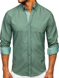 Camisa a rayas con manga larga para hombre color verde Bolf 20731-1