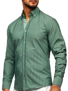 Camisa a rayas con manga larga para hombre color verde Bolf 20731-1