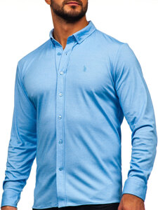 Camisa casual de manga larga para hombre azul Bolf 500