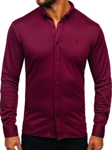 Camisa casual de manga larga para hombre burdeos Bolf 500