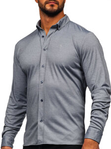 Camisa casual de manga larga para hombre gris Bolf 500