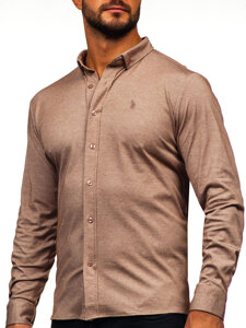 Camisa casual de manga larga para hombre marrón Bolf 500