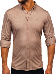 Camisa casual de manga larga para hombre marrón Bolf 500