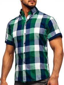 Camisa con manga corta a cuadros para hombre color verde Bolf 5532