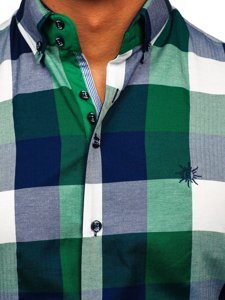 Camisa con manga corta a cuadros para hombre color verde Bolf 5532