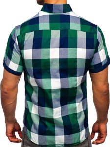 Camisa con manga corta a cuadros para hombre color verde Bolf 5532