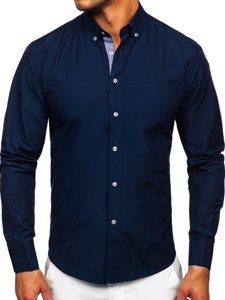 Camisa con manga larga para hombre color azul oscuro Bolf 20719