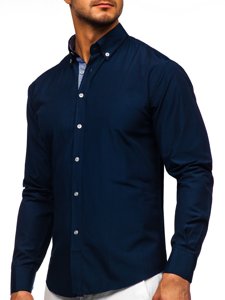 Camisa con manga larga para hombre color azul oscuro Bolf 20719