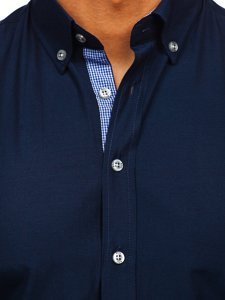 Camisa con manga larga para hombre color azul oscuro Bolf 20719