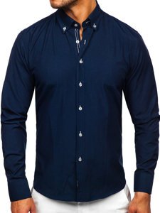 Camisa con manga larga para hombre color azul oscuro Bolf 20720