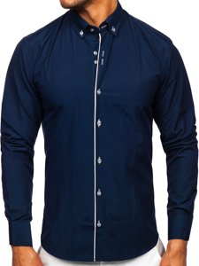 Camisa con manga larga para hombre color azul oscuro Bolf 20721